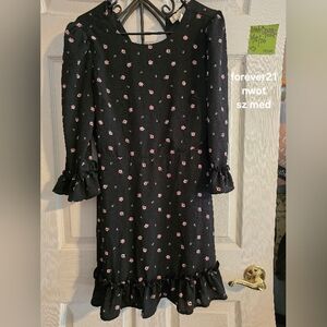 Forever 21 Black Dress with Pink Floral Pattern